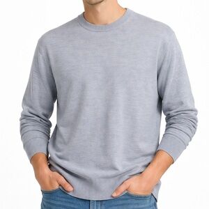 Style Di Vita Men’s 100% Merino Wool Sweater Gray Crewneck Size L